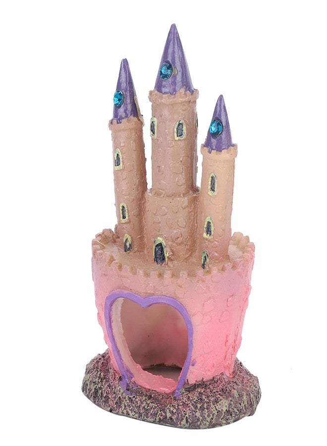 Glomora Fish Tank Decorations Small, Mermaid Fish Tank Decorations, Fish Castle for Aquarium, Pink Aquarium Resin Castle Decoration for Aquarium Fish Reptiles Tank - Image 1